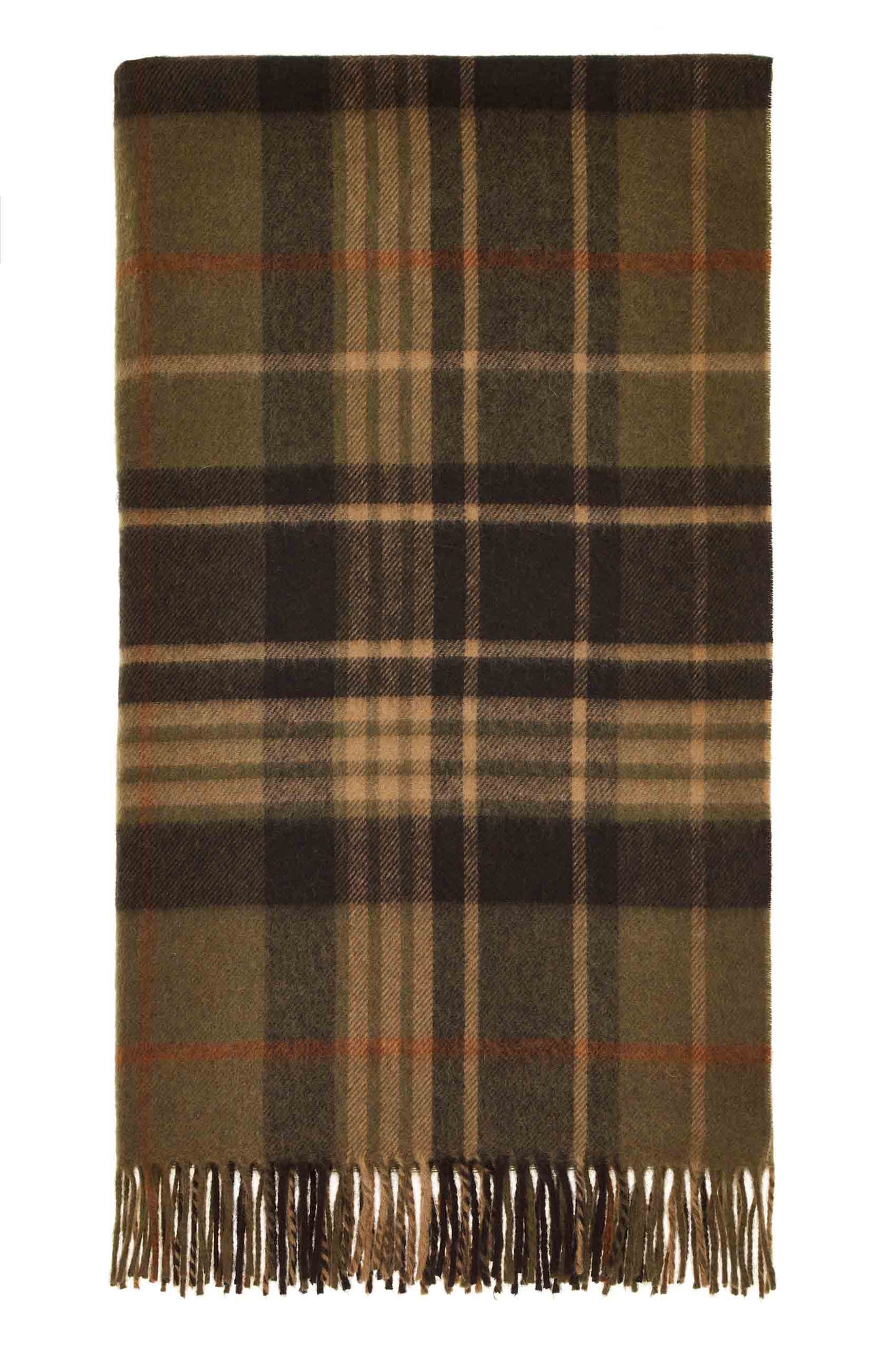 Estate Olive/Burgundy Throw - Country Side Collection - Merino Lambswool - 140x185 - Bronte by Moon Scotland