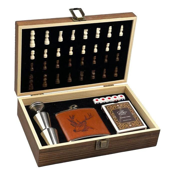 Game Set met Heupfles Edelhert - Top Cadeau - Selbrae House Scotland by MoodCompanyNL