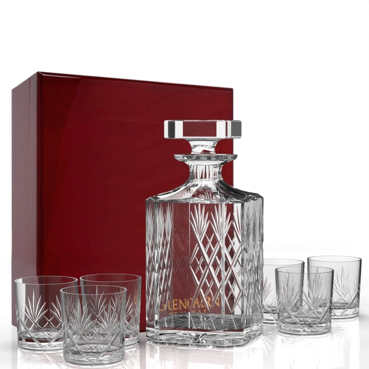 MoodCompanyNL - Geschenkset Skye met Karaf en 6 Skye Whiskyglazen in houten presentatiebox - Loodkristal - Glencairn Crystal Scotland - 5060025550688
