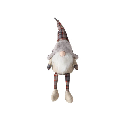 Gnoom met bungelbenen - tartan - 23x14x43 cm - 2 varianten - Boltze by Mood4Christmas