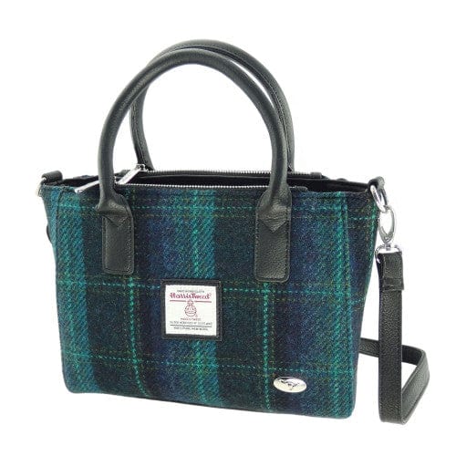 Mood Company - Handtas Brora Blauw met Turquoise - Ritssluiting - Draagband - Harris Tweed - Glen Appin of Scotland - 5060959020103
