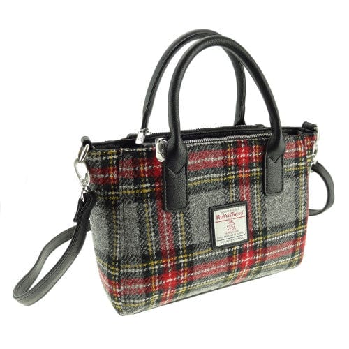 Mood Company - Handtas Brora Grijs met Rood - Ritssluiting - Draagband - Harris Tweed - Glen Appin of Scotland - 5060631373626