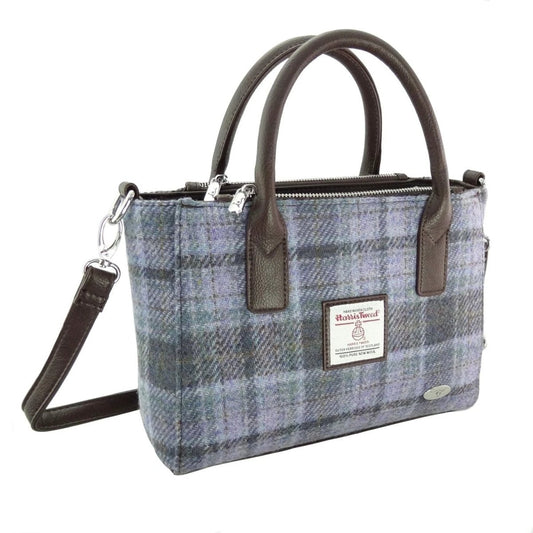 Mood Company - Handtas Brora small tote bag Zacht Paars Tartan - Ritssluiting - Draagband - Harris Tweed - Glen Appin of Scotland - 5061035013897
