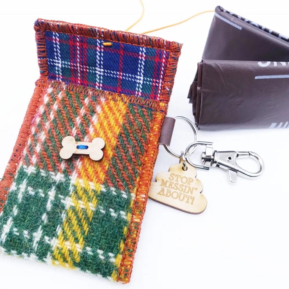 MoodCompanyNL - Harris Tweed Houder voor hondenpoep zakjes Oranje - 6095652338339