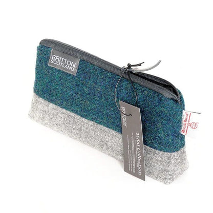 MoodCompanyNL - Harris Tweed Make - up tas Blauwgroen gemeleerd - 6095633899804