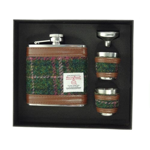 MoodCompanyNL - Heupfles Groen en Paars (Plum) - Luxe Set - Harris Tweed - Glen Appin of Scotland - 5060959020752