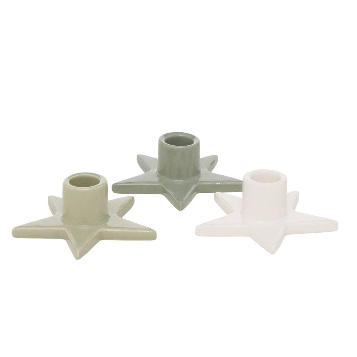 Kaarsen houder - Set van 3 - groen lichtgroen wit- Odessia by Mood4Christmas