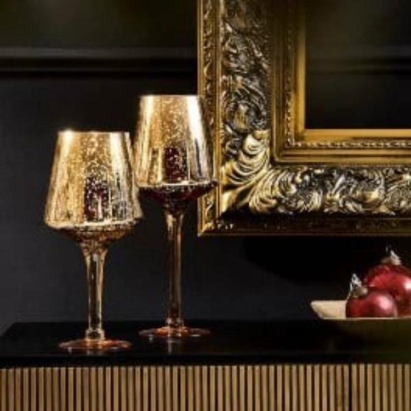 Kaarsenhouder Queen op Voet - Goud - Glas - 35 cm hoog -Werner Voss by MoodCompanyNL