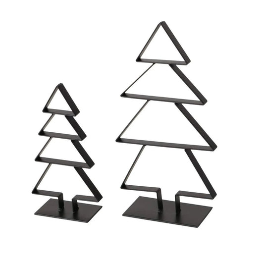 Kerstbomen set zwart metaal - 23 cm en 16,5 cm hoog - set van 2 by Mood4Christmas