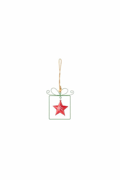 kerstboomhanger metaal - set van 2 - rood en groen - 10 en 13 cm - nuvole distoffa by MoodCompanyNL