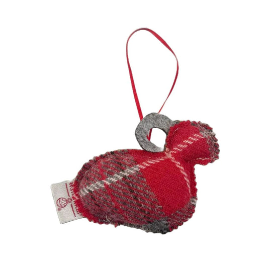 Kerstboomhanger tartan - schaap - rood - Studio Sunart by MoodCompanyNL