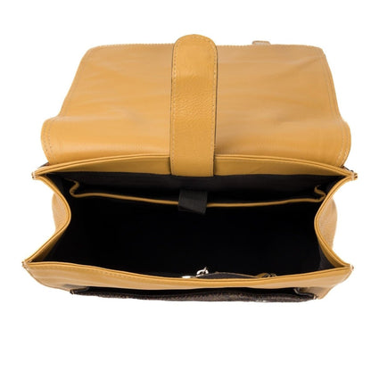 MoodCompanyNL - Large Rugzak Tweed & Geel Leer | Laptopvak & Stijl | Das Impex - 5056703015952