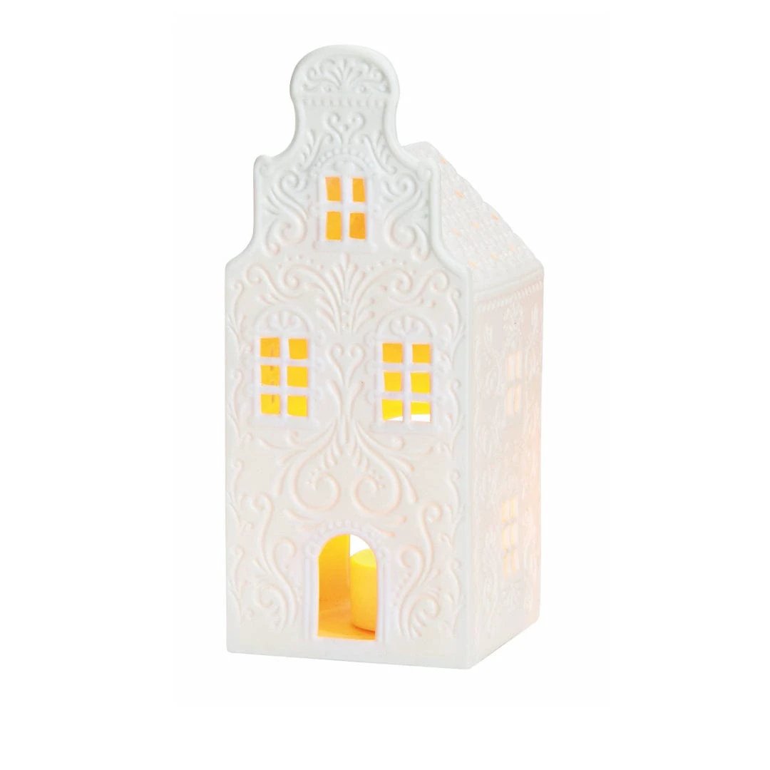 Lichthuisje wit - porselein - 3 stuks - (B/H/D) 7x16x7cm - Wurm by MoodCompanyNL