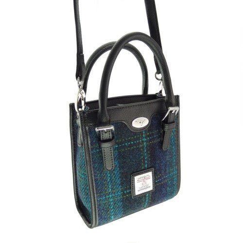 Mood Company - Mini Handtas Keltie Blauw met Turquoise - Schouderband - Harris Tweed - Glen Appin of Scotland - 5061035011923