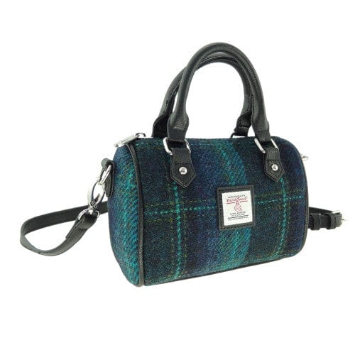 Mood_Company Bowlingtas mini Kilbride Blauw met Turquoise - 17x 20x11 - Harris Tweed - Glen Appin of Scotland