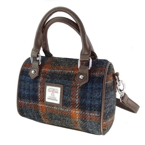 Mood_Company Bowlingtas mini Kilbride Grijs en Roestbruin - 17x 20x11 - Harris Tweed - Glen Appin of Scotland