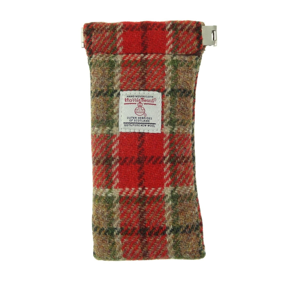 Mood_Company Brillenetui Rood en Groen Tartan  - Harris Tweed - Metalen Clip - Glen Appin of Scotland Sjaals