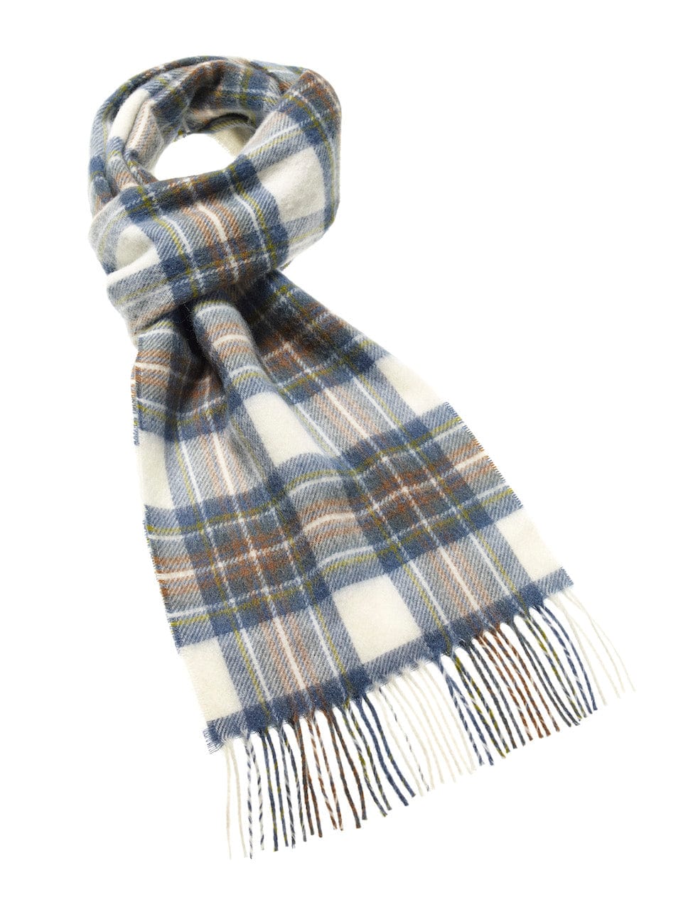 Mood_Company Bronte by Moon Sjaal Merino Lamswol Tartan Muted Blue Stewart Sjaals