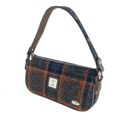 Mood_Company Harris Tweed Handtas Duchray Grijs met Roestbruin-rode ruit (Grey and Rust)