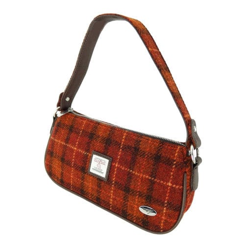 Mood_Company Harris Tweed Handtas Duchray Roestbruin-rood met Oranje ruit