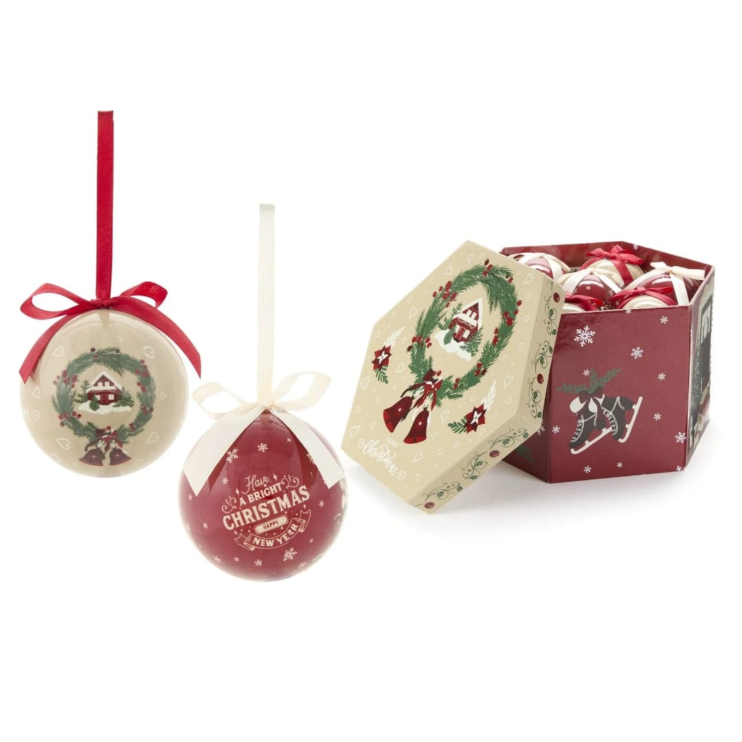 Mood_Company Kerstballen in kerstdoos - 14 stuks - 7,5 cm - nuvole di stoffa