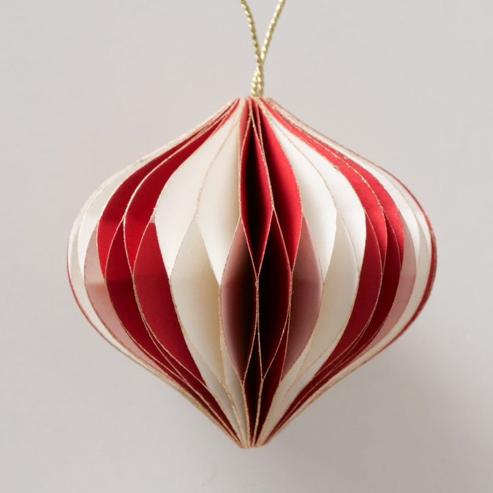 Mood_Company Papieren kerstboomhanger - wit - rood - 6,4 cm hoog