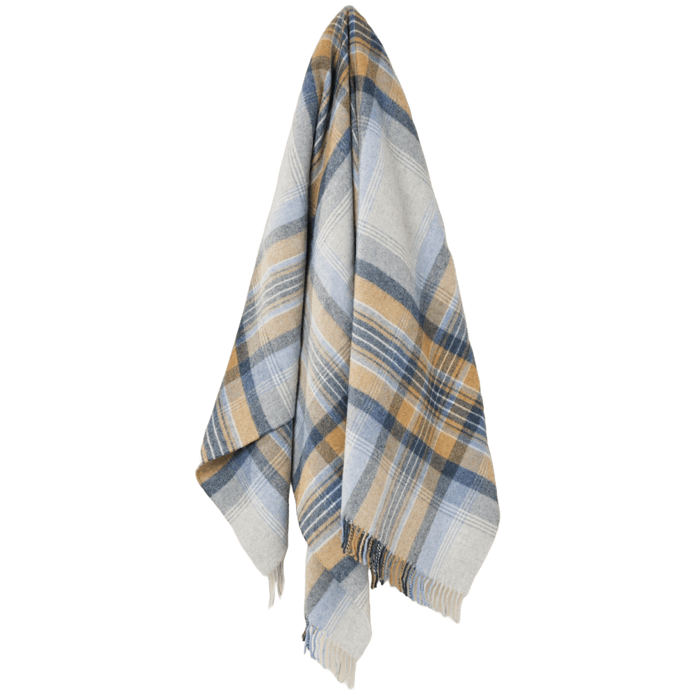 Mood_Company Plaid Kintyre Blauw - Shetland Lamswol - 140x185 - Bronte by Moon Scotland