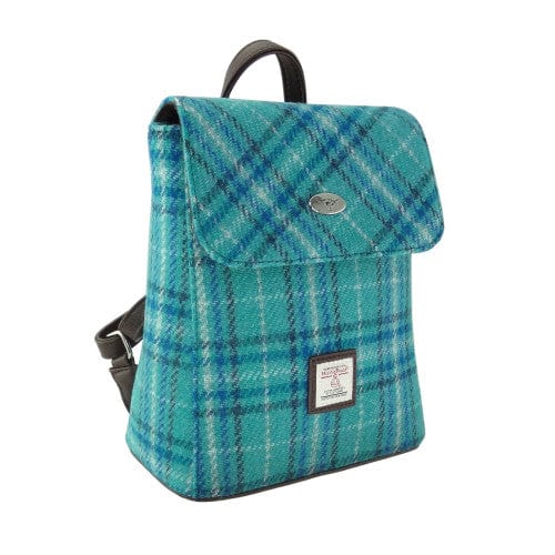 Mood_Company Rugzak Tummel Groen en blauw Tartan - Mini - 26x21x12 - Harris Tweed - Glen Appin of Scotland