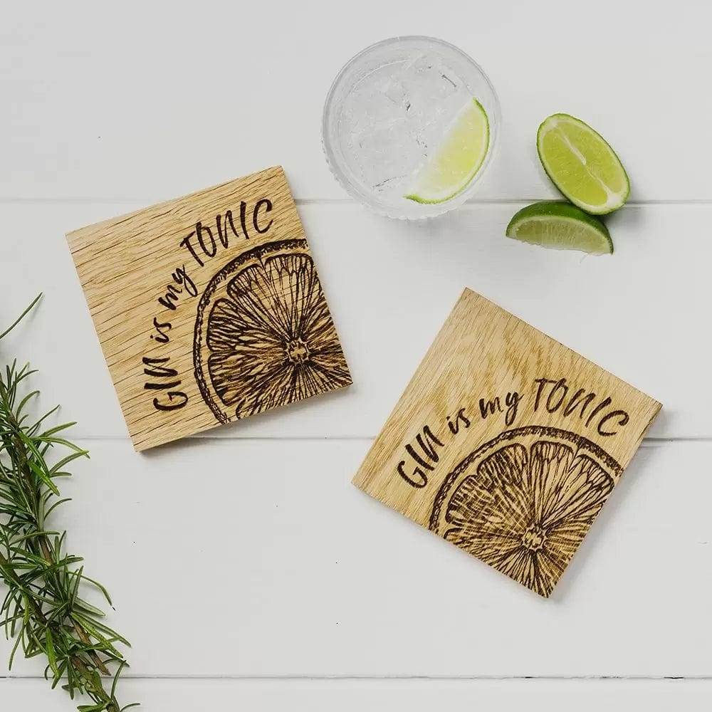 MoodCompanyNL - Onderzetters Gin is my Tonic - Schots Eikenhout - Scottish Made - 5060426289002