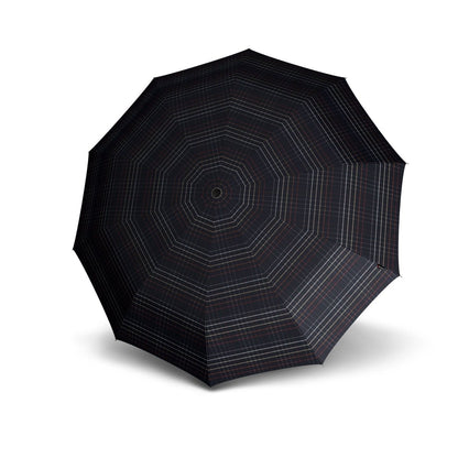 MoodCompanyNL - Paraplu Knirps Geruit Zwart met houten handvat - T771 - Dsn 111 cm - Lengte 90 cm - Knirps - 9003034286137