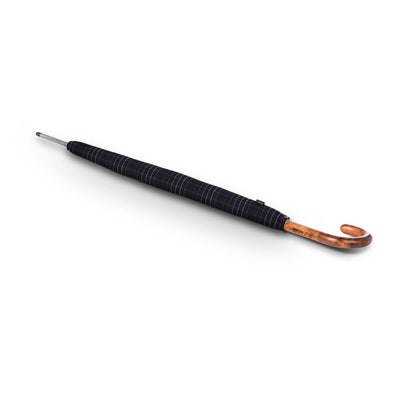MoodCompanyNL - Paraplu Knirps Geruit Zwart met houten handvat - T771 - Dsn 111 cm - Lengte 90 cm - Knirps - 9003034286137
