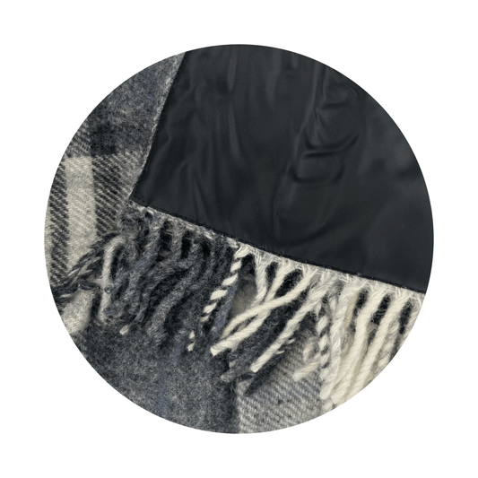 MoodCompanyNL - Picknickkleed Polo Cottage Grijs Zwart - Wol - Leren Draagset - Waterdicht - 145x183cm - Tweedmill - 5060445891774