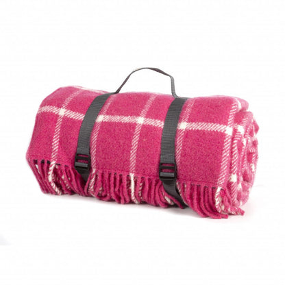 MoodCompanyNL - Picknickkleed Polo Geruit Roze - Wol - Waterdicht - 145x183cm - Tweedmill - 5060674578293