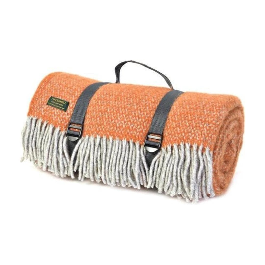 MoodCompanyNL - Picknickkleed Polo Oranje Grijs - Wol - Waterdicht - 145x183cm - Tweedmill - 5060674571768