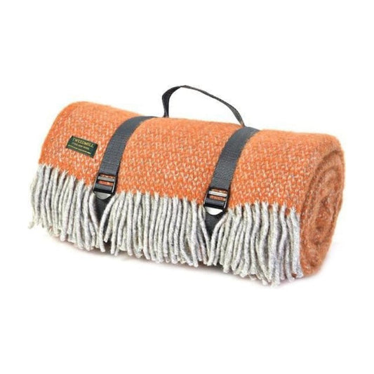 MoodCompanyNL - Picknickkleed Polo Oranje Grijs - Wol - Waterdicht - 145x183cm - Tweedmill - 5060674571768