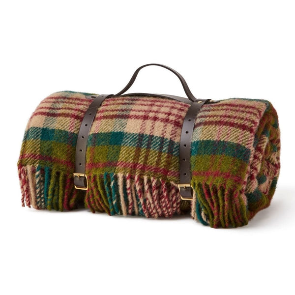 MoodCompanyNL - Picknickkleed Polo Tartan Distel - Wol - Leren Draagset - Waterdicht - 145x183cm - Tweedmill - 5060958304310