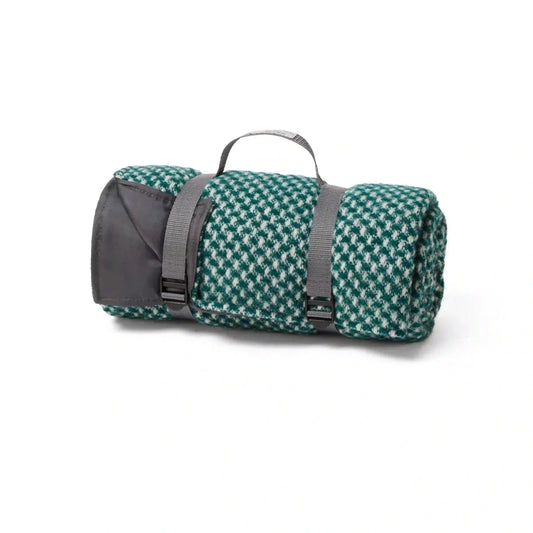 Mood Company - Picknickkleed Roll Twill Emerald (Groen) and Silver - Wol - Waterdicht - 145x145cm - Tweedmill - 5060958307670