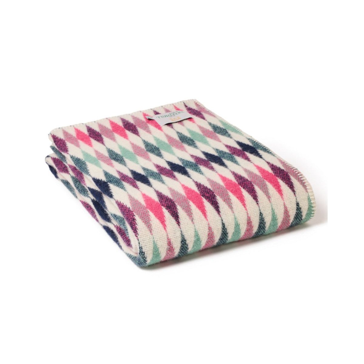 Mood Company - Plaid Harlequin Roze met Festonsteek - 140x200 - Nieuw Wol - Tweedmill UK - 5060958308288