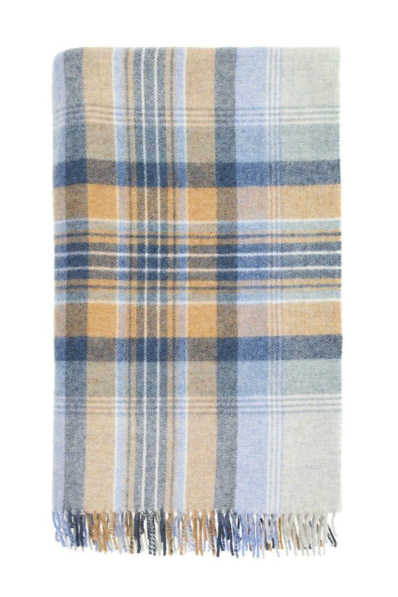 Plaid Kintyre Blauw - Shetland Lamswol - 140x185 - Bronte by Moon Scotland by MoodCompanyNL