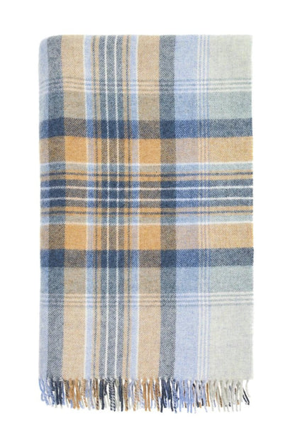 Plaid Kintyre Blauw - Shetland Lamswol - 140x185 - Bronte by Moon Scotland by MoodCompanyNL
