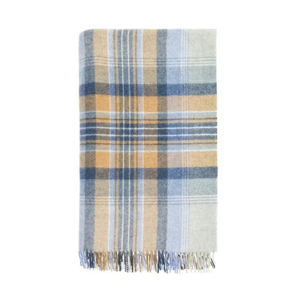 Mood Company - Plaid Kintyre Blauw - Shetland Lamswol - 140x185 - Bronte by Moon Scotland - 6151206788729
