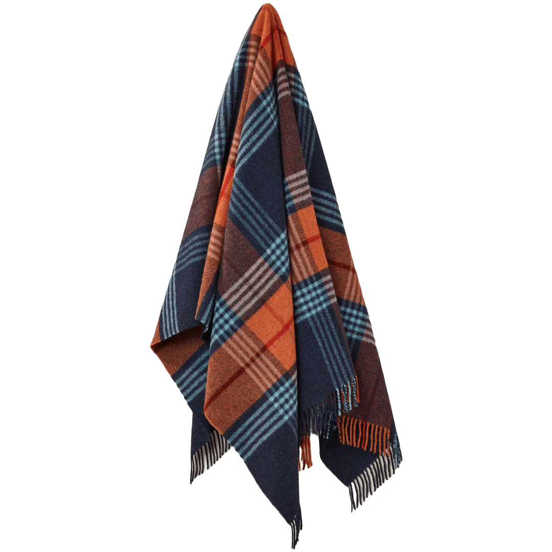 Plaid Tenby Blauw - Shetland Lamswol - 140x185 - Bronte by Moon Scotland by MoodCompanyNL