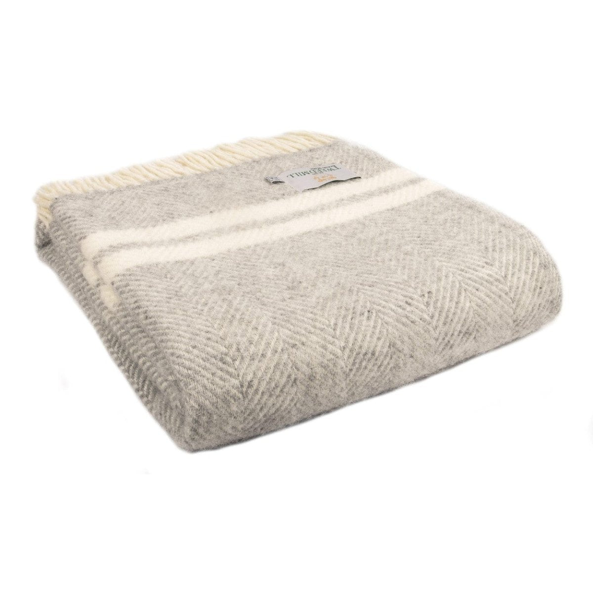 MoodCompanyNL - Plaid Visgraat 2 streep Grijs en Creme - 150x183 - Nieuw Wol - Tweedmill UK - 5060674571348