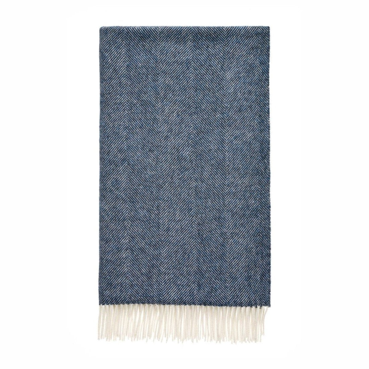 Mood Company - Plaid Visgraat Donkerblauw - Zuivere Scheerwol - 140x185 - Bronte by Moon Scotland - 6151220775705
