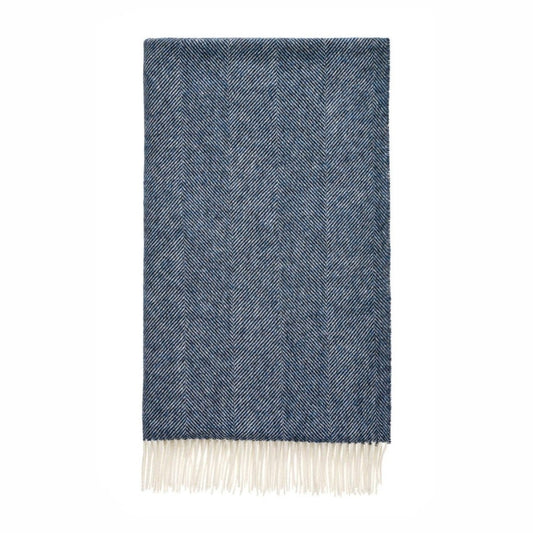 Mood Company - Plaid Visgraat Donkerblauw - Zuivere Scheerwol - 140x185 - Bronte by Moon Scotland - 6151220775705