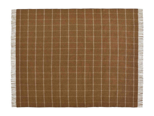 Mood Company - Plaid Visgraat Geblokt Camel/Chocolade - Country Side Collection - Merino Lamswol - 140x185 - Bronte by Moon Scotland - 6151220422456