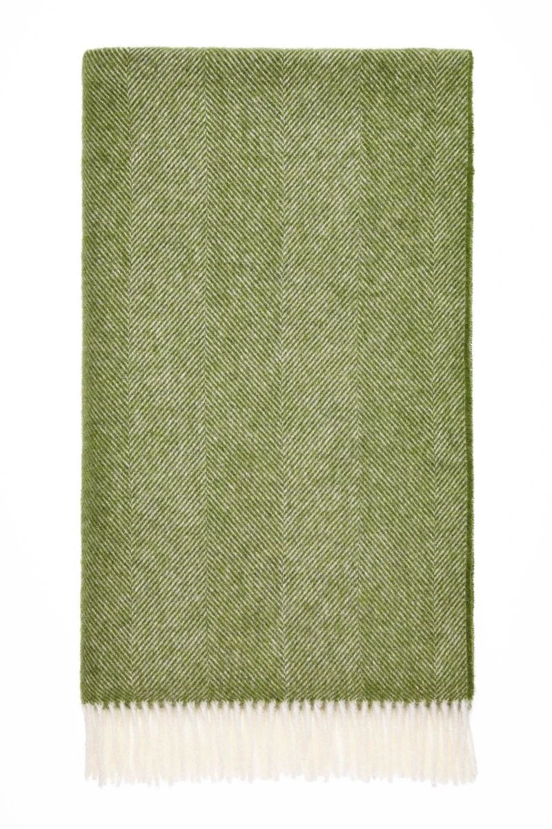 Plaid Visgraat Groen (Apple) - Shetland Lamswol - 140x185 - Bronte by Moon Scotland by MoodCompanyNL