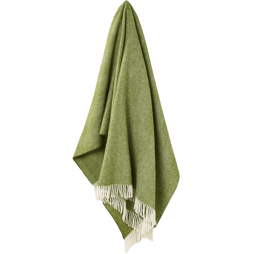 Plaid Visgraat Groen (Apple) - Shetland Lamswol - 140x185 - Bronte by Moon Scotland by MoodCompanyNL