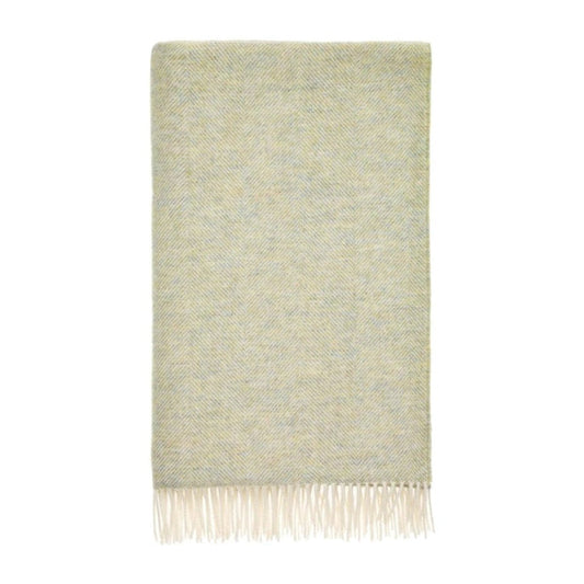 Mood Company - Plaid Visgraat Licht Naturel Groen (Light Sage) - Shetland Lamswol - 140x185 - Bronte by Moon Scotland - 5057900121569