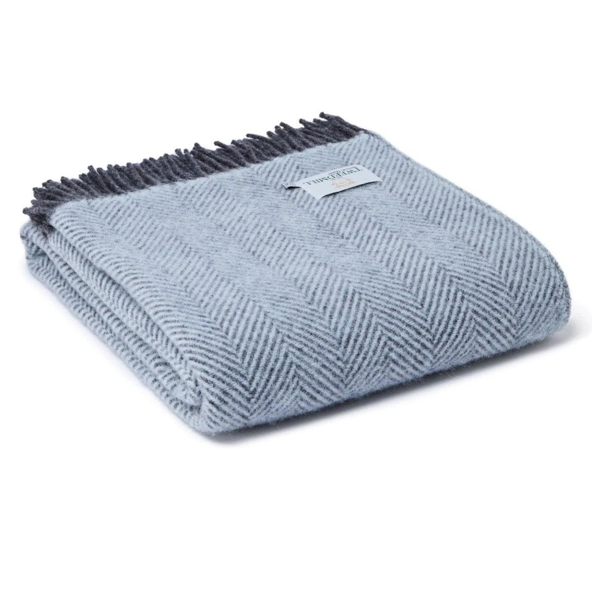 Plaid Visgraat Lichtblauw met Donkergrijs - 150x183 - Nieuw Wol - Tweedmill UK by MoodCompanyNL